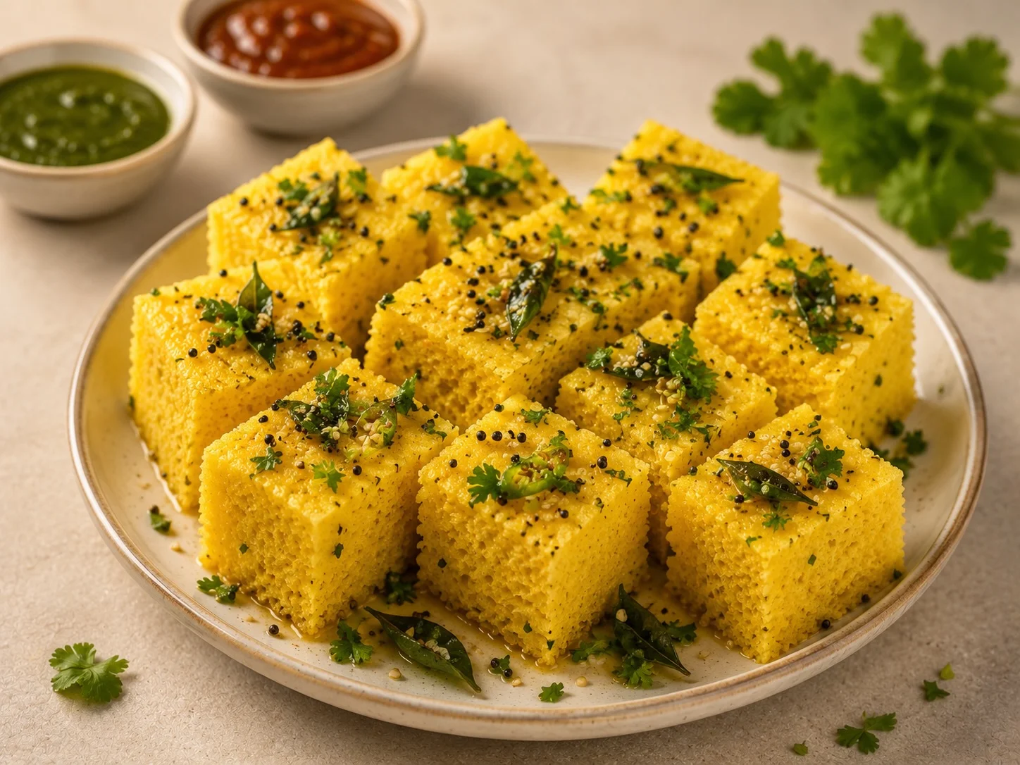 Khaman Dhokla – soft steamed pure veg Gujarati snack in Calgary