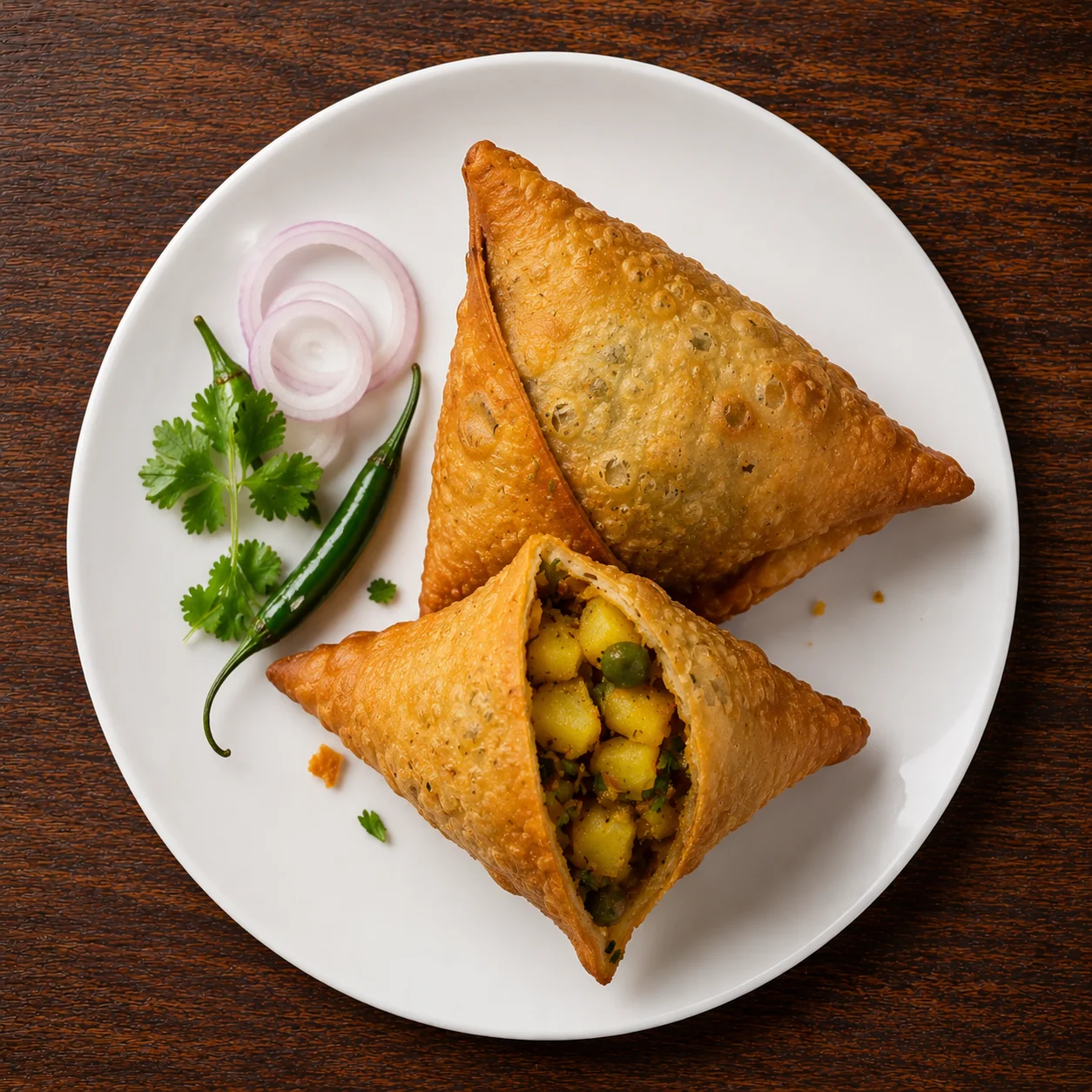 Aloo Samosa - crispy deep-fried spiced potato pastry in Calgary